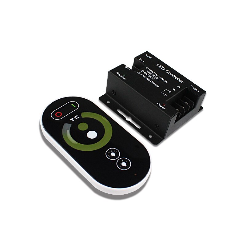 Farvetemperatur led controller lysdæmper  dc12-24v 12a 2 kanals trådløs touch rf fjernbetjening til kølig varm hvid led strip: Default Title