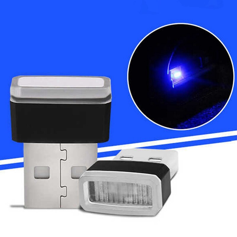 Bil styling usb dekorativ lampe belysning led atmosfære lys universal pc bærbar rød/blå/hvid/lilla
