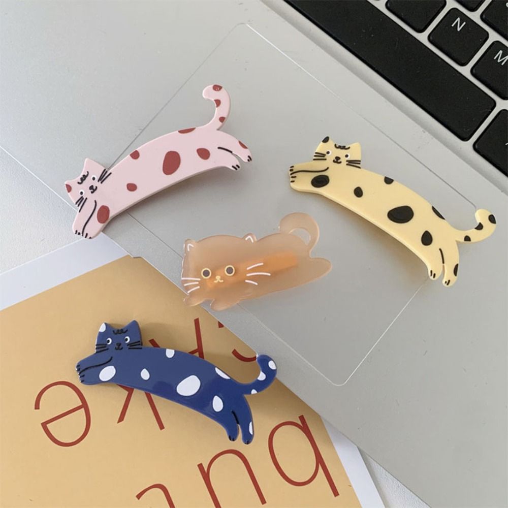 Pinza de pelo de ácido acético de gato de dibujos animados, pinza lateral acrílica, pinza de pico de pato para mascotas, horquilla colorida