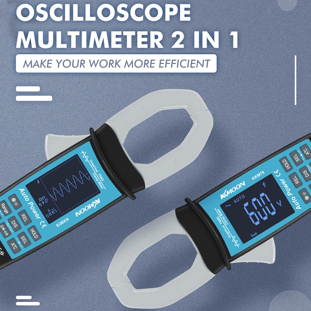 KKMOON KKM78 600V True RMS Digital Clamp Meter Multimeter Oscilloscope 2-in-1 Current Waveform Measure Frequency Tester