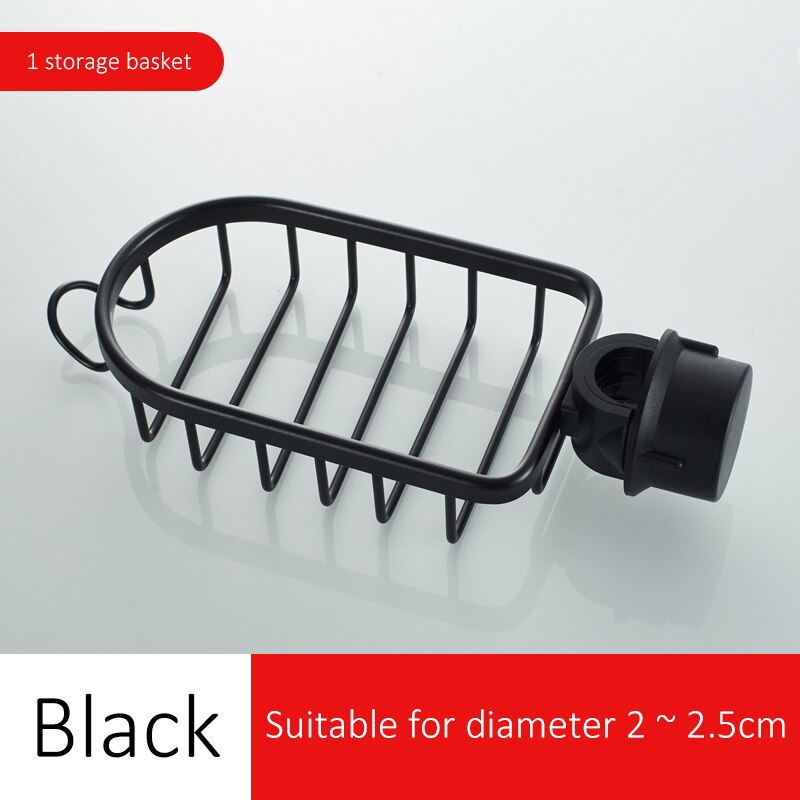 Ellen bad bruser skydestang holder med sæbekurv shampoo holder sort skydestang med håndbruser elm 294: Sort 1