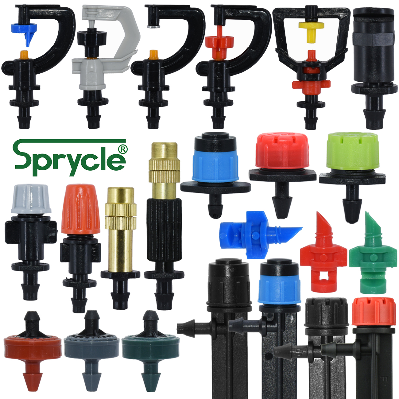 Sprycle Tuin 1/4 ''Gieter Sprinkler Druppelaar Druppelaar Irrigatie Kas Verstelbare Nevel Emitters Micro Spray Roterende Mondstuk