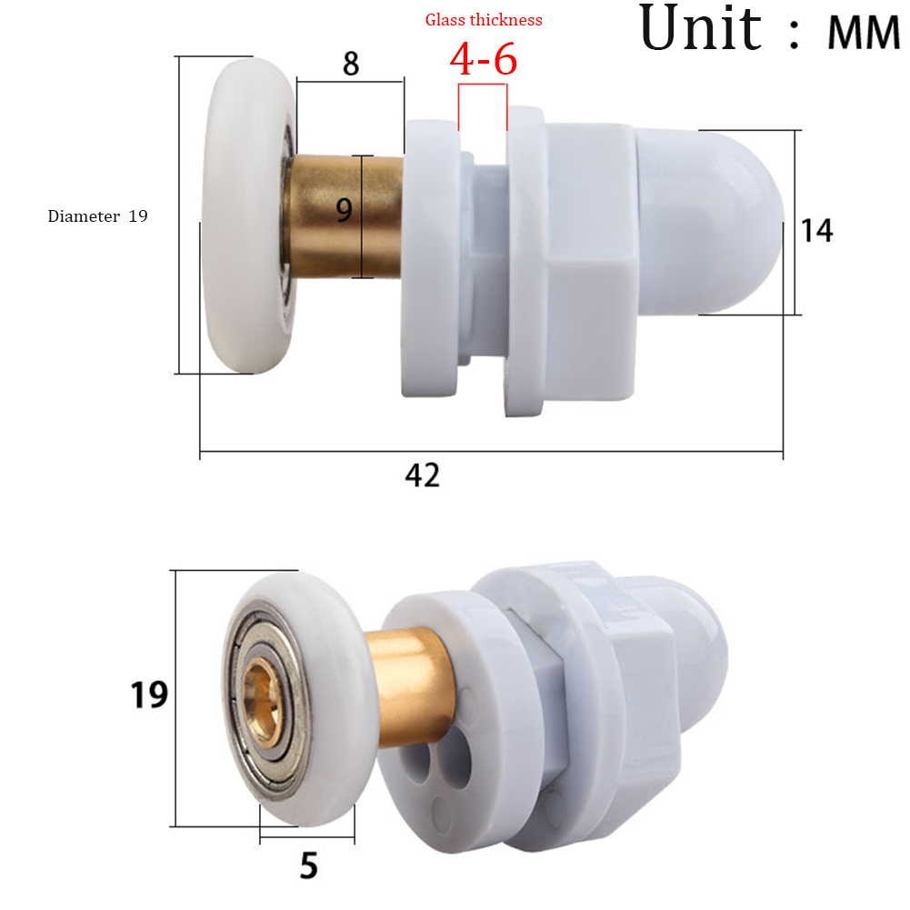 4pcs19mm/23mm/25mm/27mm/29mm Door Roller Shower Rooms Cabins Pulley / Shower Room Roller /Runners/Wheels/Pulleys Diameter: Pink