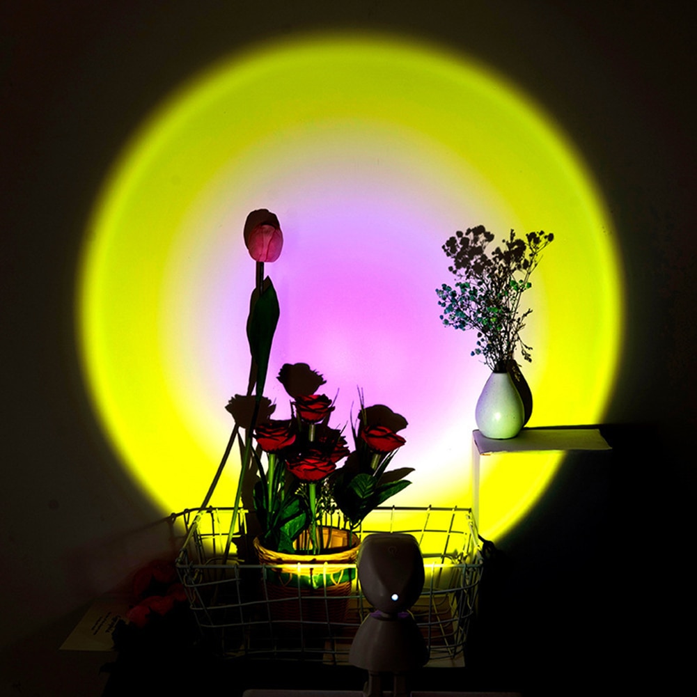 Wall Decor USB LED Robot Projector Atmosphere Light TouchControl Adjustable Sunset Rainbow Sun Background Projection sunset lamp