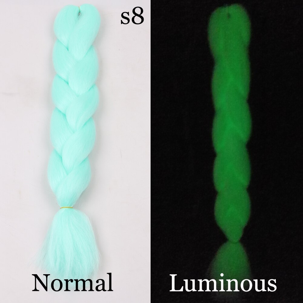 Shining Fluorescence Braiding Hair Jumbo Box Braids Hair Synthetic Braid Hair Extensions for Women White Pink 100g 24inch: S8