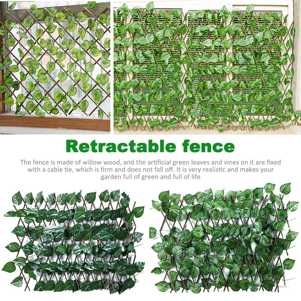 Garden Green Vine Fence Privacy Hedge Screen Telescopic Privacy Fence Suitable for Outdoor Indoor Garden Fence Backyard