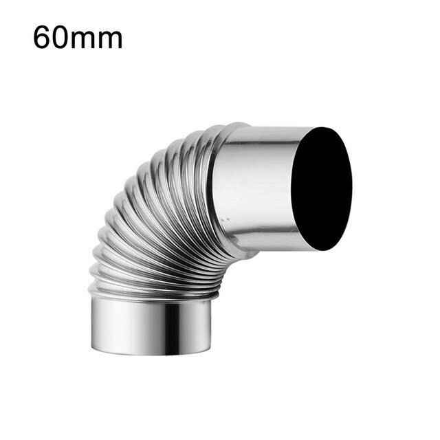 Stainless Steel 90 Degree Elbow Chimney Liner Flue Stainless Steel Wood Stove Chimney Furnace Tube Stove Pipe Outdoor Camping: 60mm