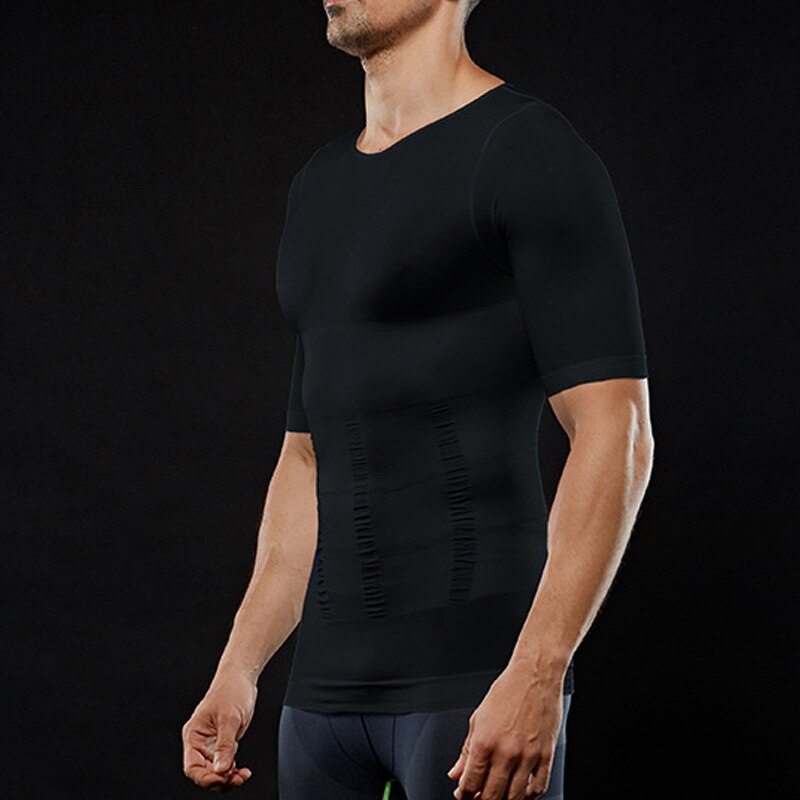 Men Compression T-Shirt Body Shaper Slimming Tops Elastic Muscle Tank Shapewear FK88