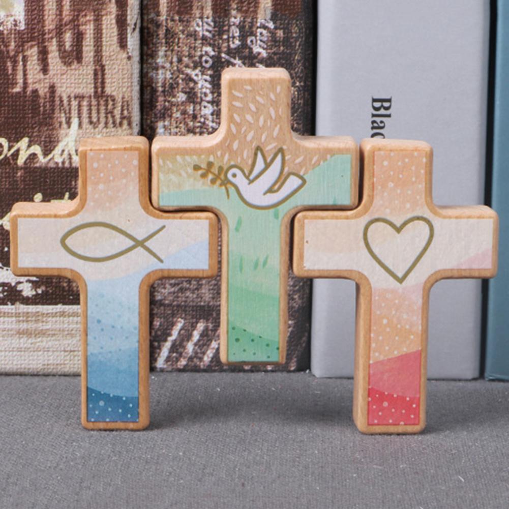 Prachtige Cross Model Handgemaakte Universele Hout Stand Kruis Decor Met Minimalistische Illustratie