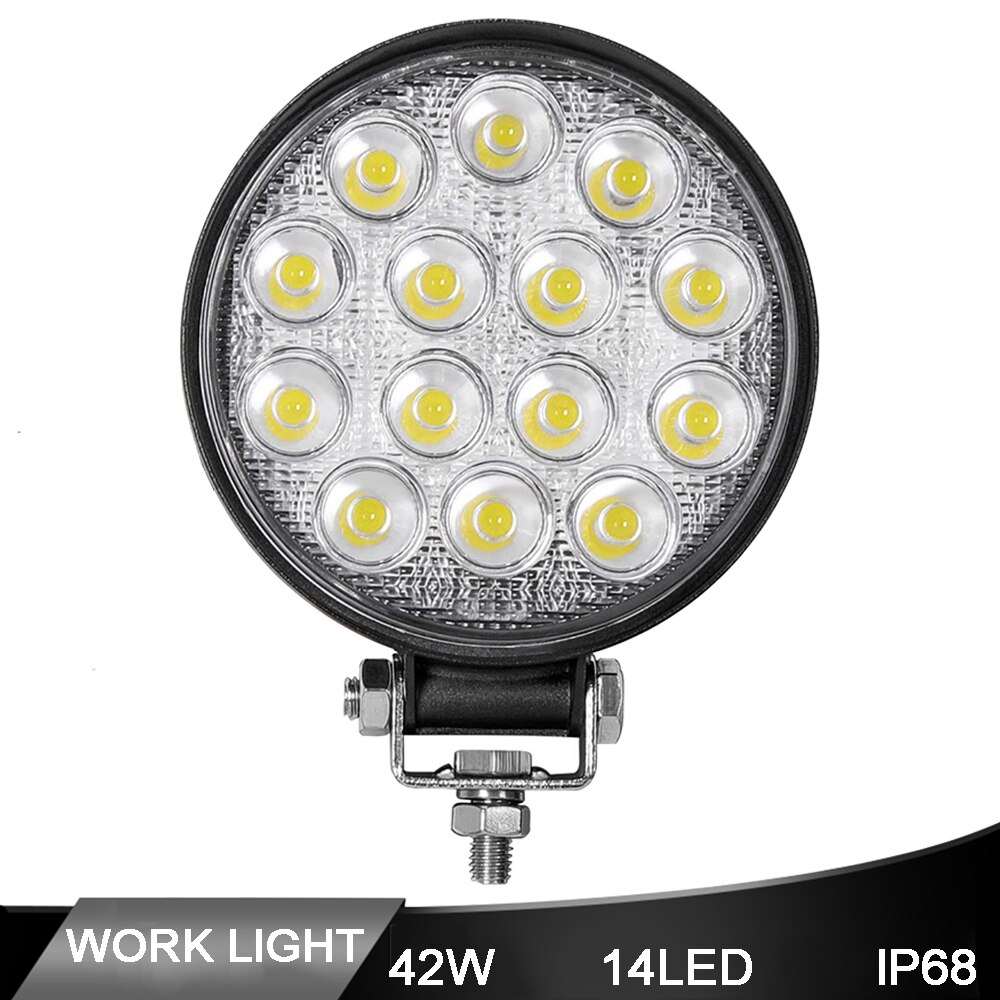 Bil led arbeidslys bar 12v 4 x 4 24v offroad suv lastebil traktor tåkelampe dampskip gravemaskin bulldoser kran hogstmaskin frontlykt: 1 stk 42w