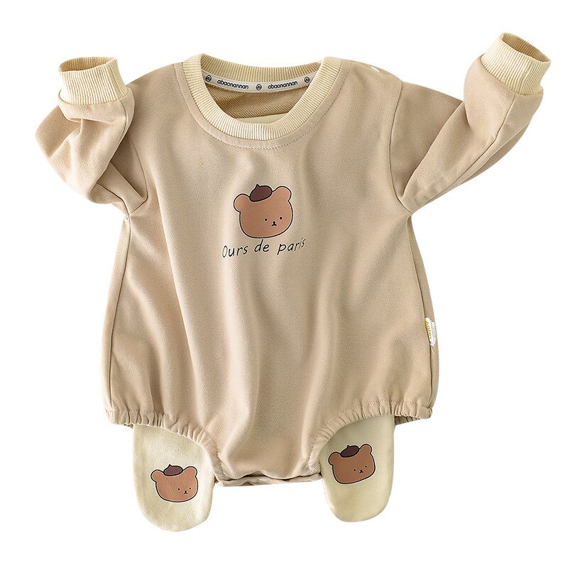 Herbst 2022 Neue Geboren Baby Onesie Kleidung Infant Girs Kleidung Cartoon Bär Gedruckt Bodys Jungen Lange Ärmeln Overall Outfits