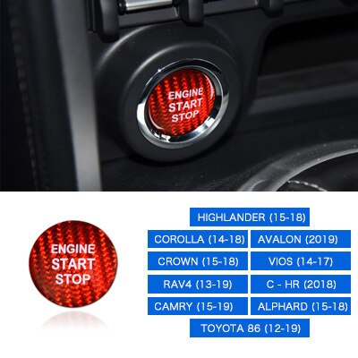 Carbon Fiber Car Engine Start Stop Lgnition Key Ring Sticker For Subaru BRZ Toyota 86 Auto Accessories: Red