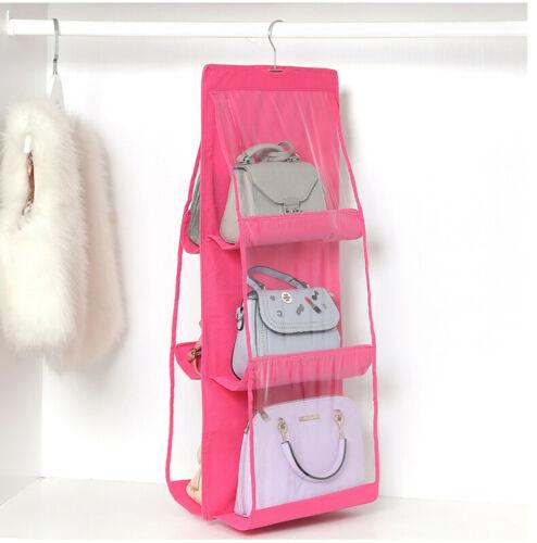 10 zakken opvouwbare hangende handtas portemonnee opbergruimte grote doorzichtige houder anti-stof organizer rek haak hanger rek tas: Rood