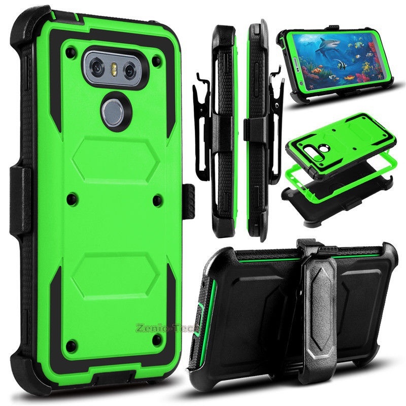 YUMQUA lg 6 Abdeckung Fällen Für lg G6 H872 VS988 Handy Zurück Fall Abdeckung Heavy Duty Rüstung mit Rotierenden gürtel Clip Holster: Green