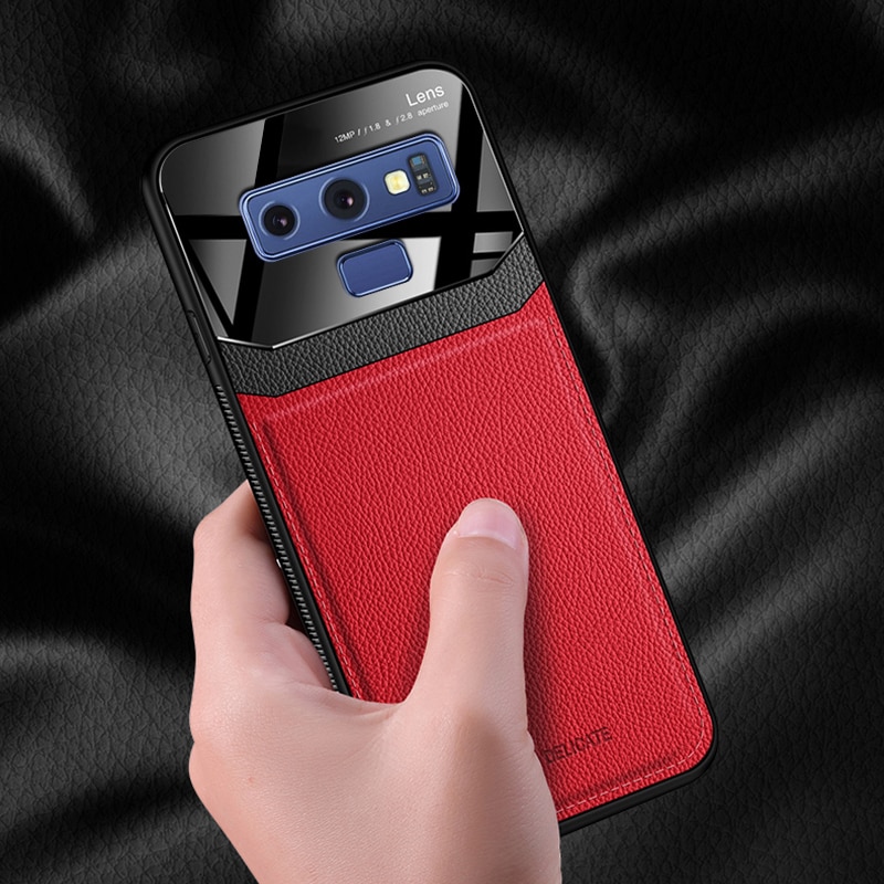 Coque, cover, case, voor Samsung Galaxy Note 9 8 Note9 Note8 Op lederen Spiegel glas Siliconen Shockproof telefoon Luxe leuke cases