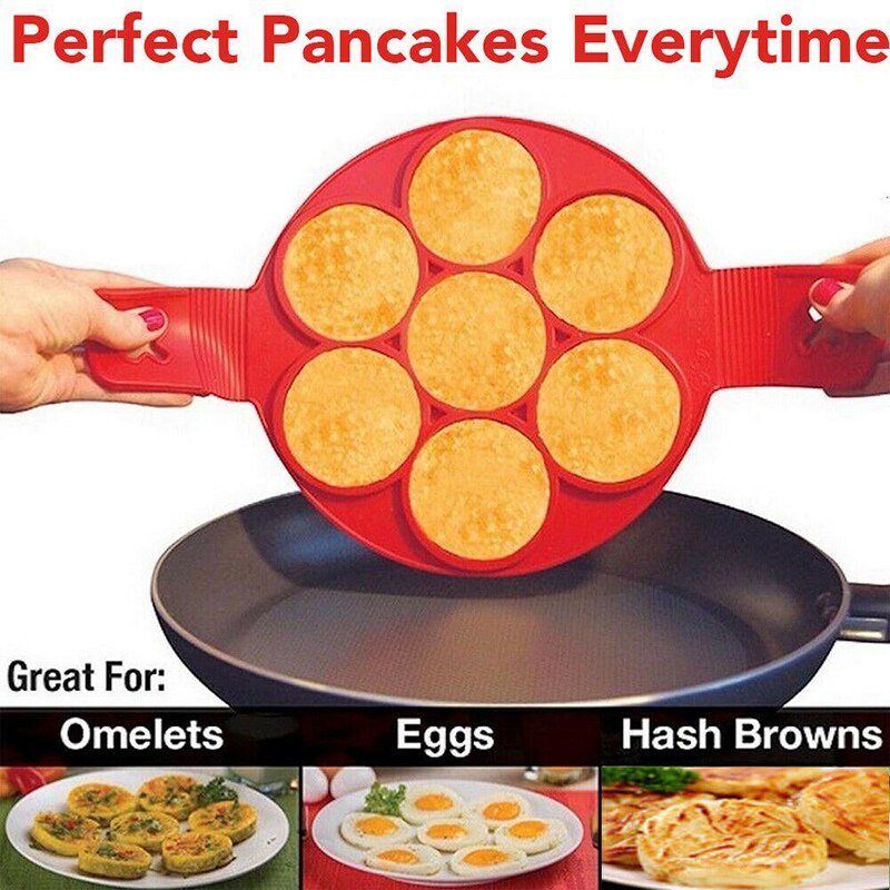 7 In 1 Siliconen Gebakken Ei Mold Pancake Pan Gebakken Ei Pannenkoek Maker Anti-aanbak Koken Tool Pancake Mold Egg Pan non-Stick Kookgerei