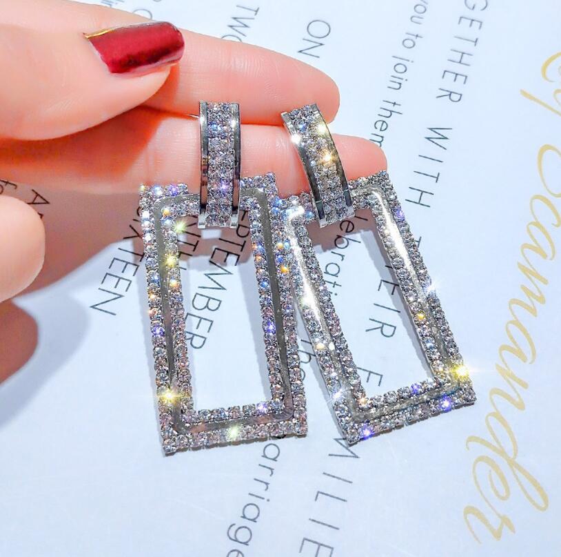 European and American exaggerated geometric rectangular accessories earrings female temperament long female earrings