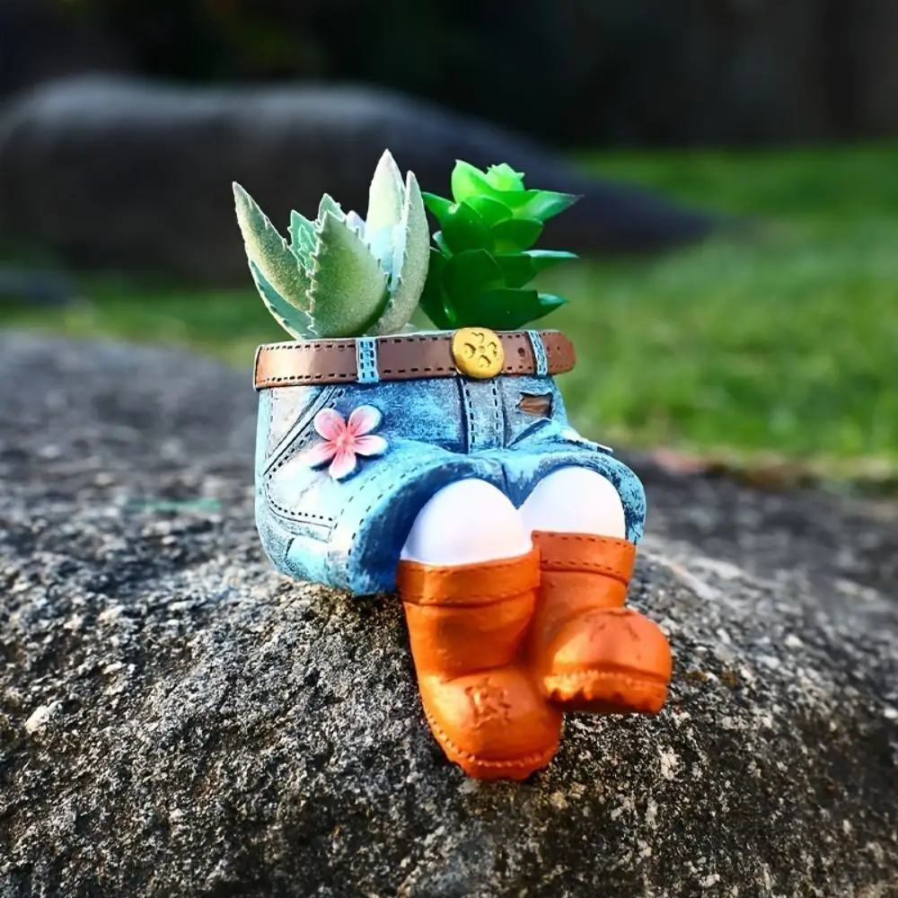 2025 Denim Broek Bloempot Duurzame Pastorale Stijlen Thuis Ornament Succulente Pot Hars Plant Containers
