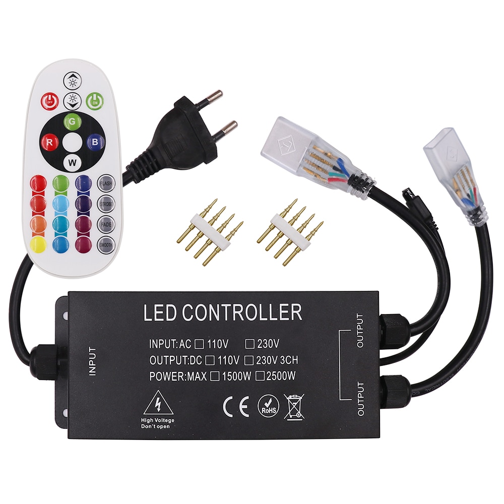 220V 110V 5050 Rgb Led Strip Dimmer Controller 24Key Afstandsbediening Dimmen Voor 10 Mm Pcb Led Strip licht Met Us/Eu/Uk/Au Plug