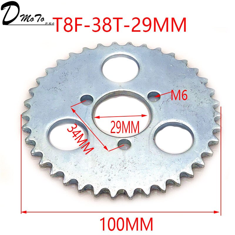38 44 54 64 74 tand 38t 44t 54t 64t 74t t8f 35mm baghjul mini moto atv quad dirt pit pocket bike cross 47cc 49cc dele: T8f-38t-29mm