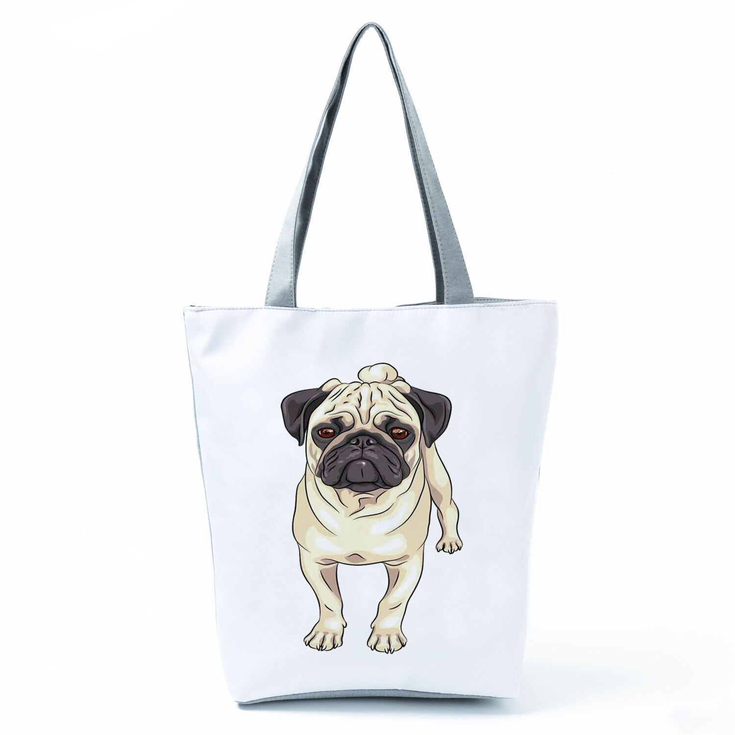 Mops z nadrukiem z psem torby na zakupy wielokrotnego użytku Animal Graphic praktyczne ekologiczne składane torebki przenośne pojemniki do przechowywania na zewnątrz dla kobiet: hl4442 Dog Handbag