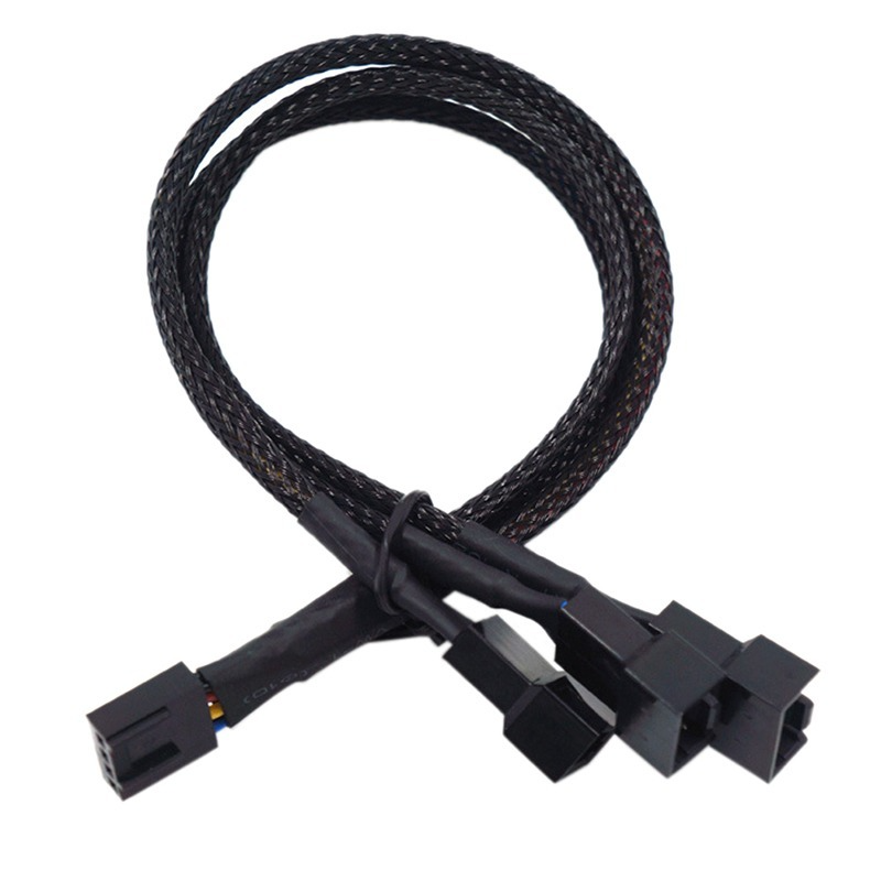 4 -polig pwm-fläktkabel 1 to 4/3/2/1- vägs splitter svart sleeved 27cm förlängningskabelkontakt pwm-förlängningskablar