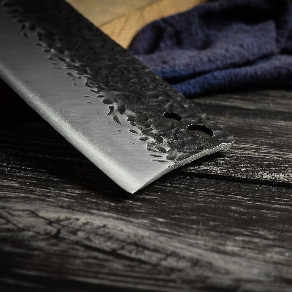 Forged Kitchen Knives High Carbon Steel Handmade Hammered Fixed Blade Chef Knives Chinese Cleaver Slicing Meat Cooking Tools