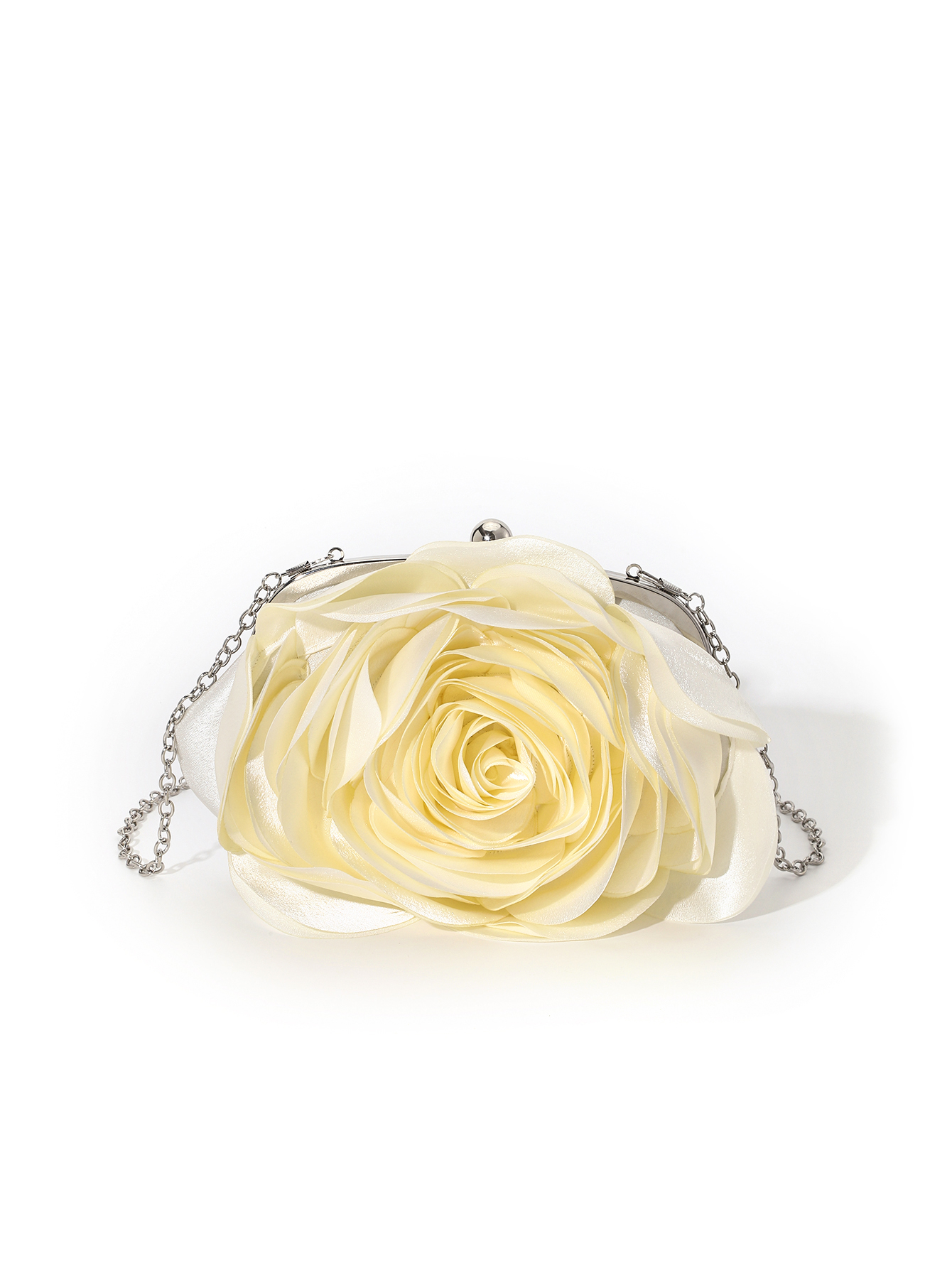 Vintage Evening Bag Rose Flower Bride Small Clutch Purse For Dress Party Handbag Wedding Wallet Women Floral Chain Lady Clutches: Beige