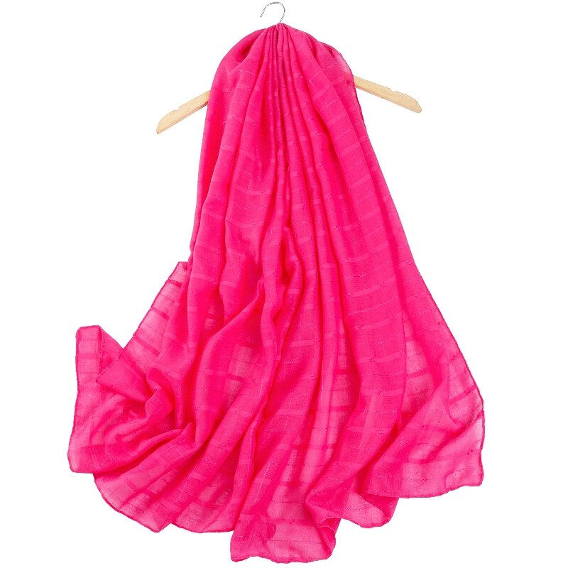 Zomer Winter Lange 180 Cm * 80 Cm Plaid Cotton Blend Viscose Pashmina Vrouwen Sjaal Zwarte Foulard Femme invierno Mujer: Fuchsia
