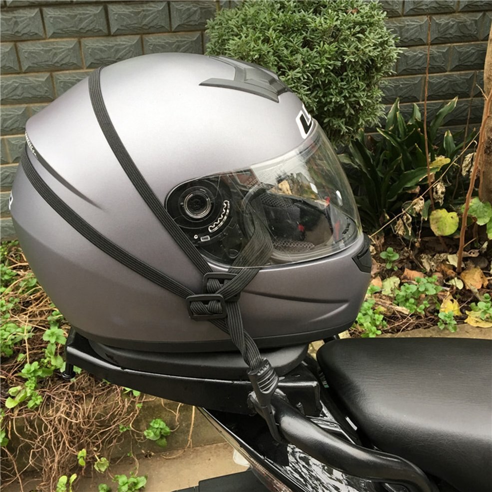 Corda elástica retrátil da força do capacete da motocicleta de 60-110 cm com dois ganchos bagagem universal cinta flexível laços belting