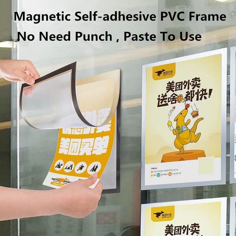 A5 Document Display Silver And Gold Self-Adhesive Fridge Magnets Photo Picture Pocket Frame Border For Refrigerator