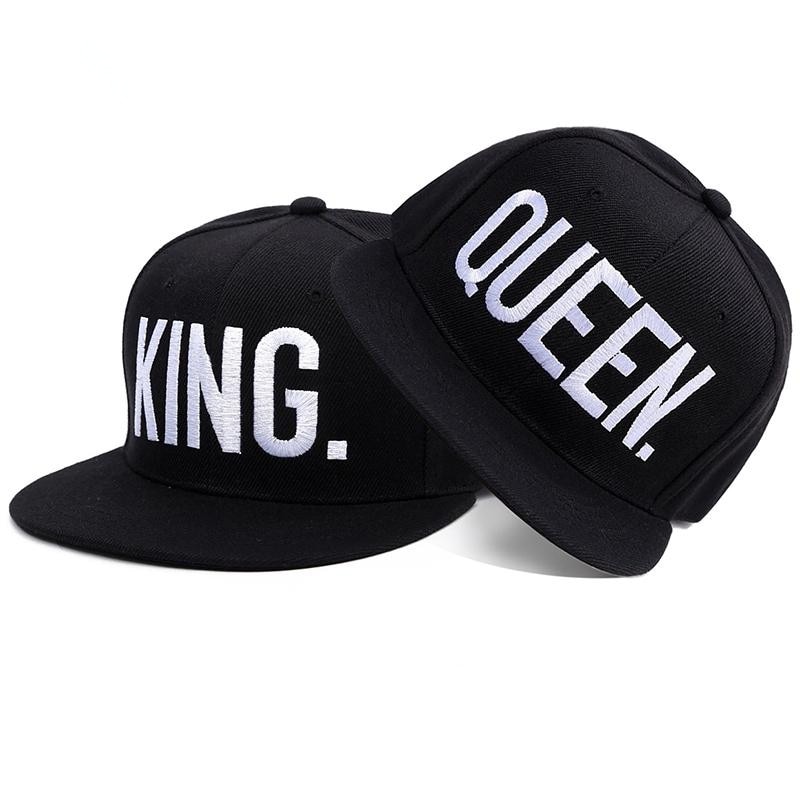 Wit Op Zwart Koning Queen Letters Outdoor Liefhebbers Ny Baseball Caps Verstelbare Baseball Hoed