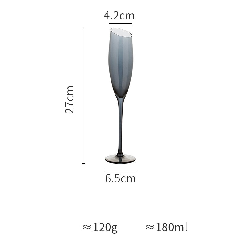 Rainbow plated Lead-free crystal glass cup Inclined mouth wine glass cocktail glass Champagne glasses goblet party Drinkware: Smoky grey 180ml