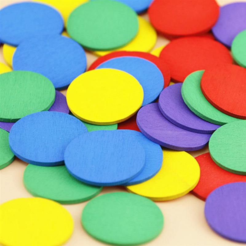 50Pcs Kleurrijke Ronde Houten Disc Kids Diy Handgemaakte Ambachten Decoratie Leerlingen Wiskunde Leermiddelen Ronde Hout Stuk Gereedschap A3