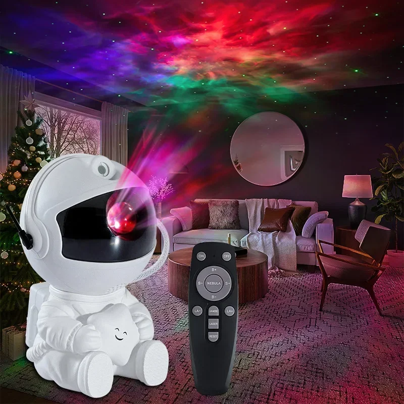Proyector de estrellas de galaxia, cielo estrellado, brillo nocturno, luz de proyección de astronauta, decoración del hogar, dormitorio, de Navidad para niños