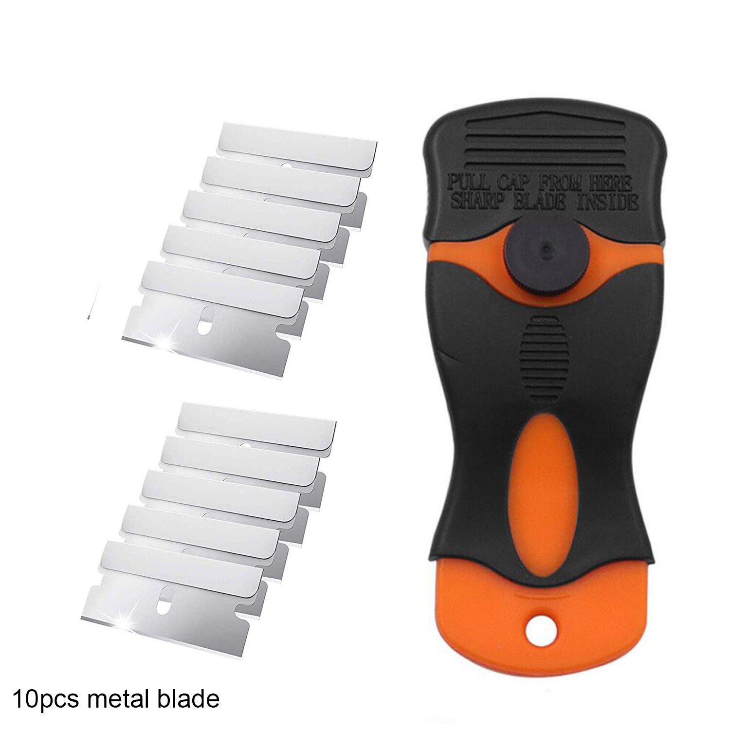 Cleaning Razor Scraper + 10pcs Blades Car Window Tint Glass Vinyl Decal Sticker Adhesive Paint Remover Cleaner Tool Squeegee: 10PCS White blade