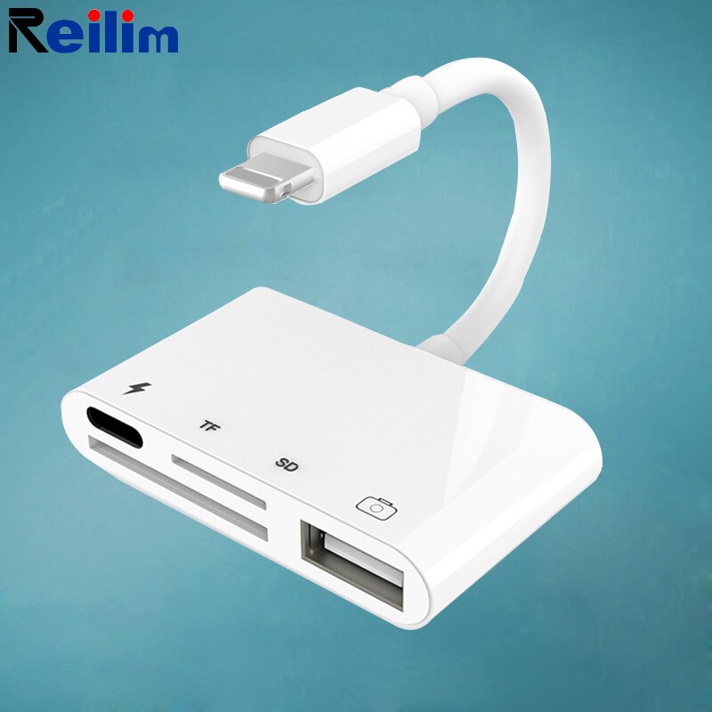 Reilim Otg Kabel Adapter Sd Tf Card Converter Charger Connection Kit Data Sync Voor Iphone X 8 7 Ipad Voor lightning Ios 13