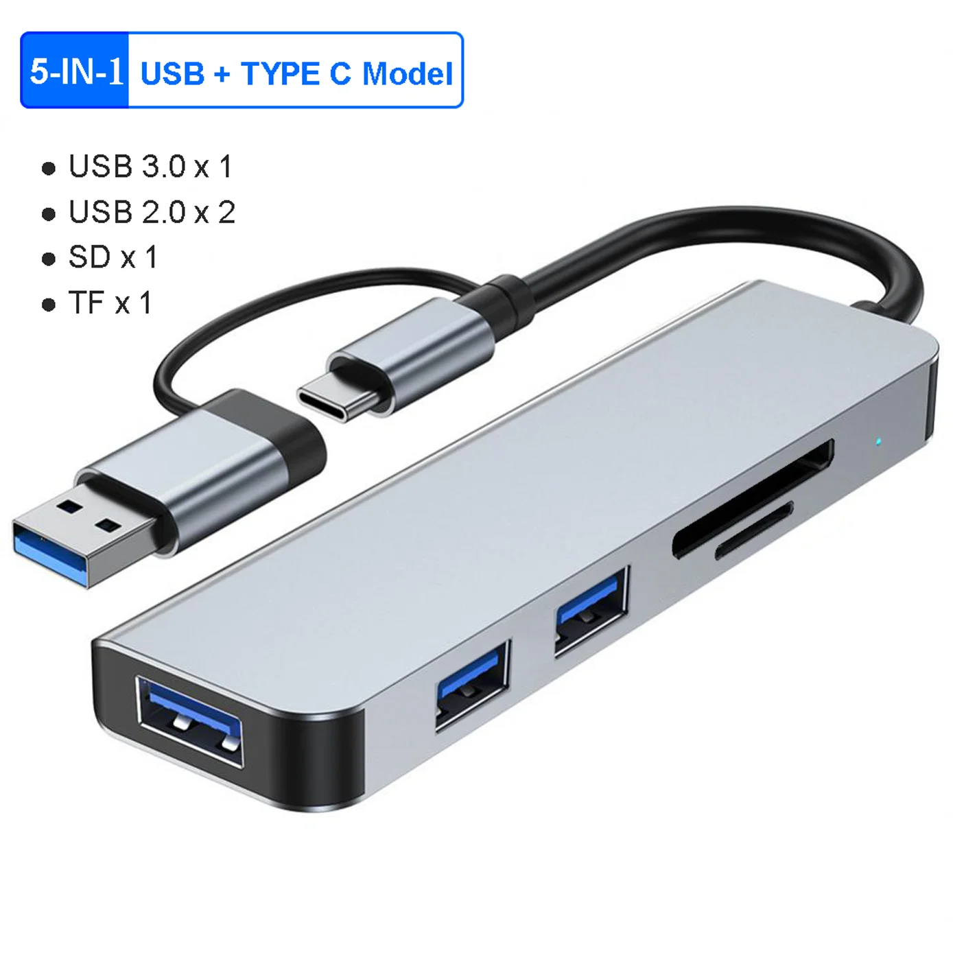 8-IN-2 USB hub 3.0 USB C hub dock station 5Gbps High Speed Transmission USB Splitter Type C to USB OTG Adapter For Macbook Pro: Silver