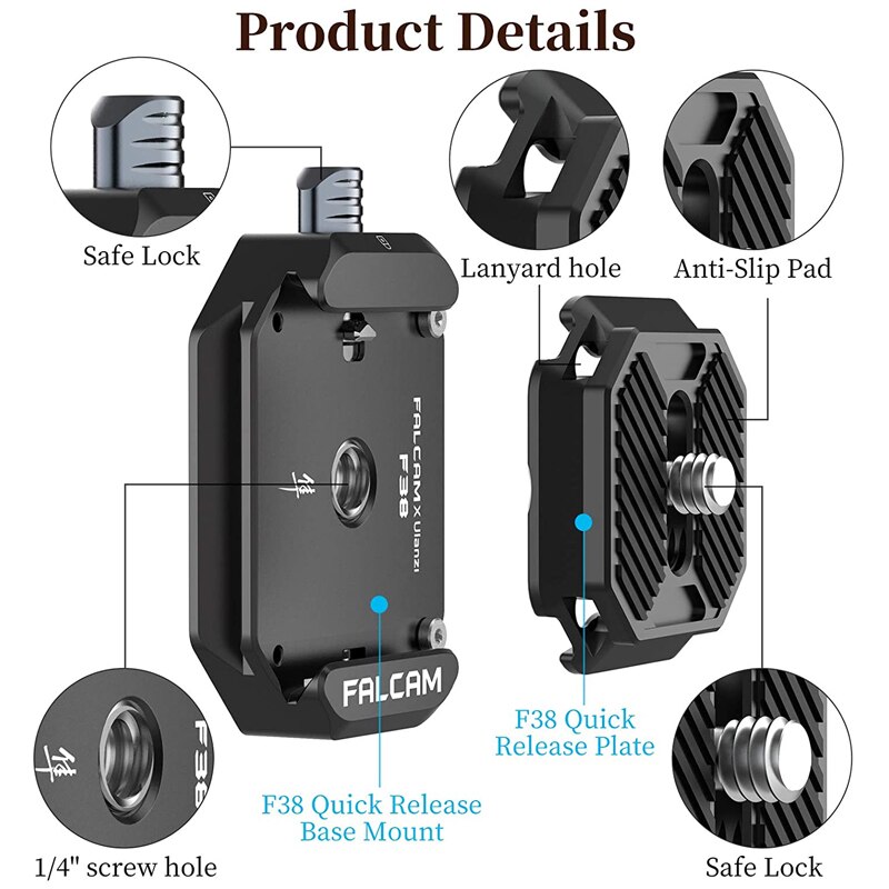 Ulanzi FALCAM F38 Universal DSLR Camera Gimbal Arca Swiss Quick Release Plate Clamp Quick Switch Kit Tripod Slider Mount Adapter