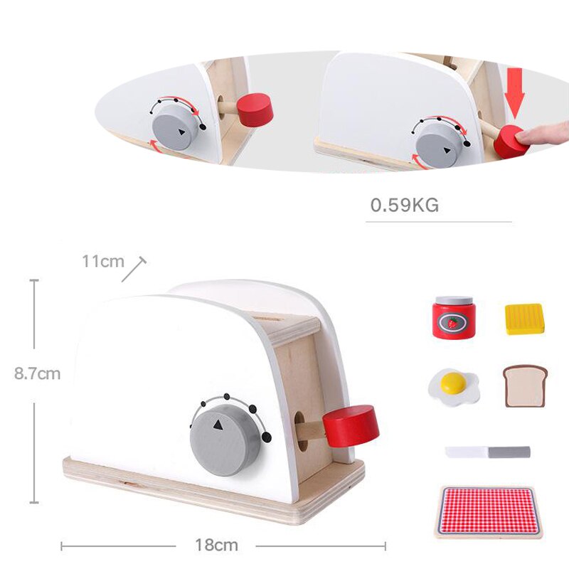 Mother garden children's wood playhouse game toy toast bread toaster wooden child kitchen toys set