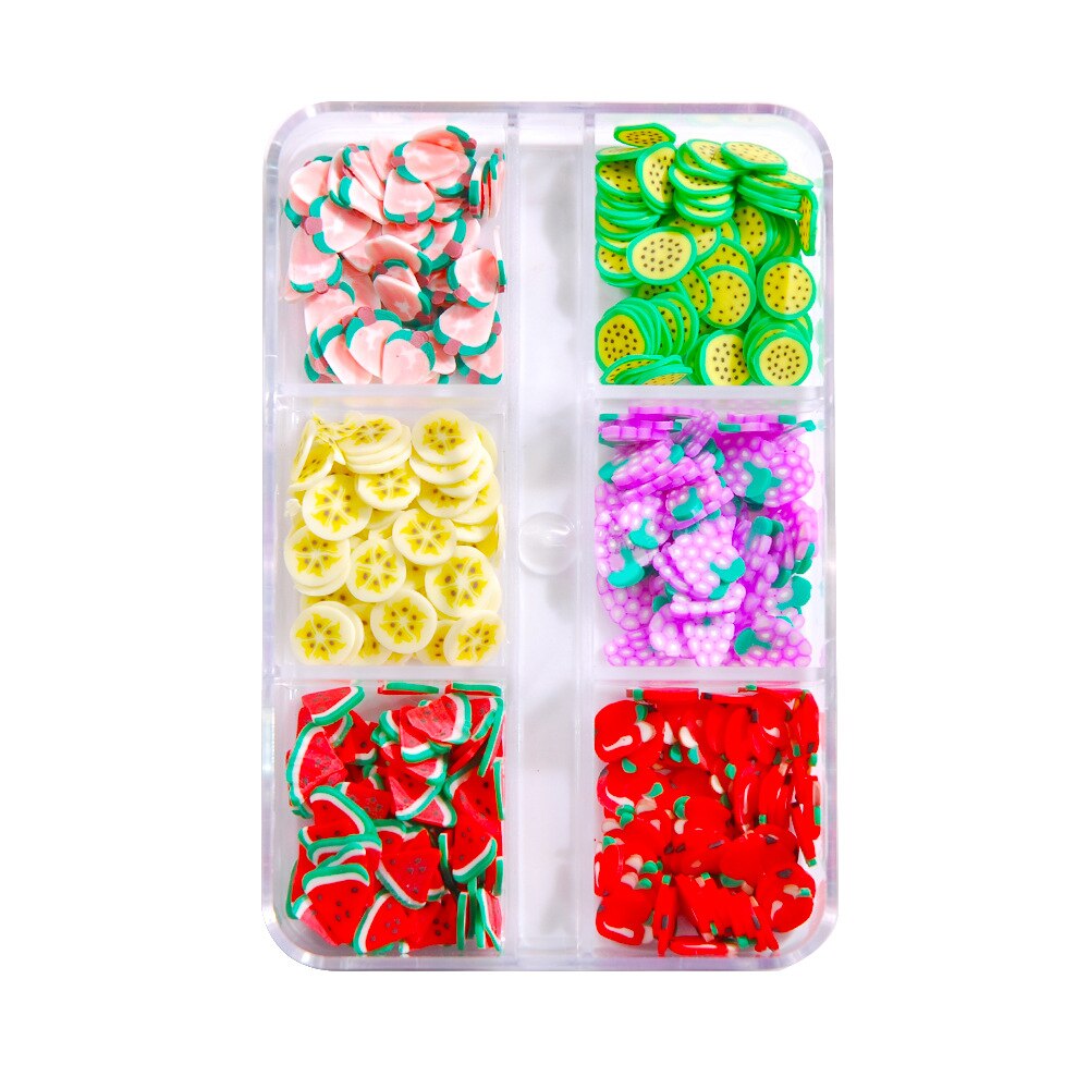 Mixed 3D Fruit Slices Sticker Polymer Clay DIY Designs Slice Lemon Nail Art Sliders Nails Art Decors Women Nail Tips Manicure: Fruit slices-014