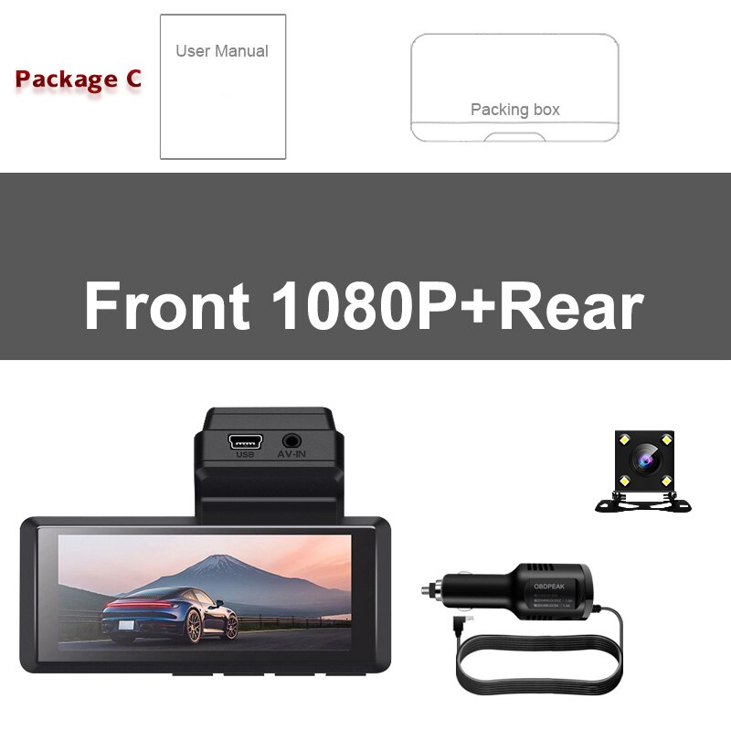 Mini Smart DVR Dash Camera Car Dvr FHD 1080P WDR G-Sensor Night Vision Large Wide Angle Video Recorder Dashcam Front and Rear: Dual Lens / With 64G Card