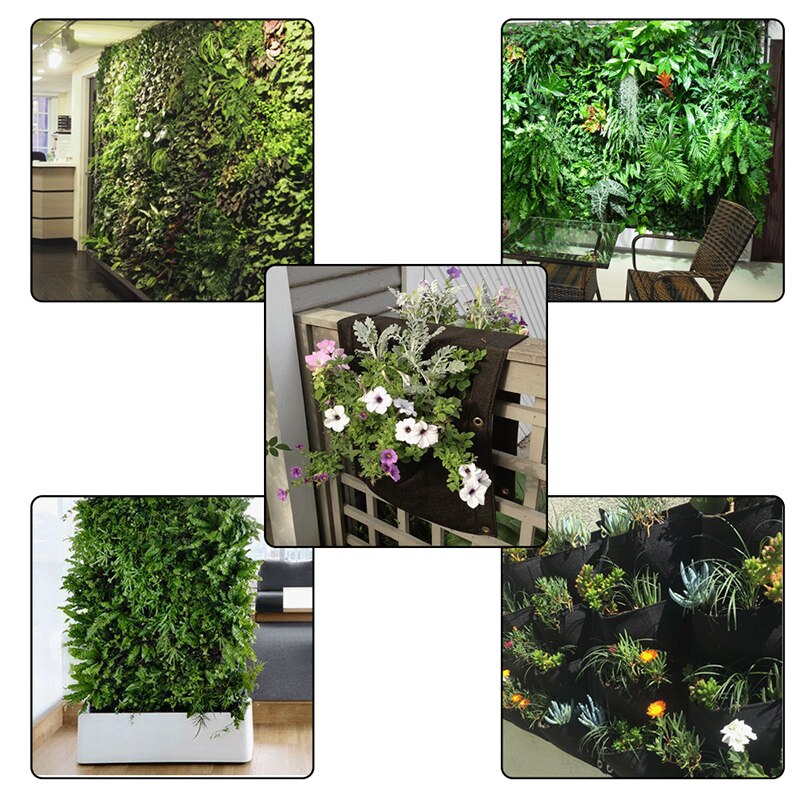 Tenture murale sacs de plantation 2/3/4/6/9 poches vert sac de culture jardinière verticale jardin potager vivant sac de jardin fournitures pour la maison