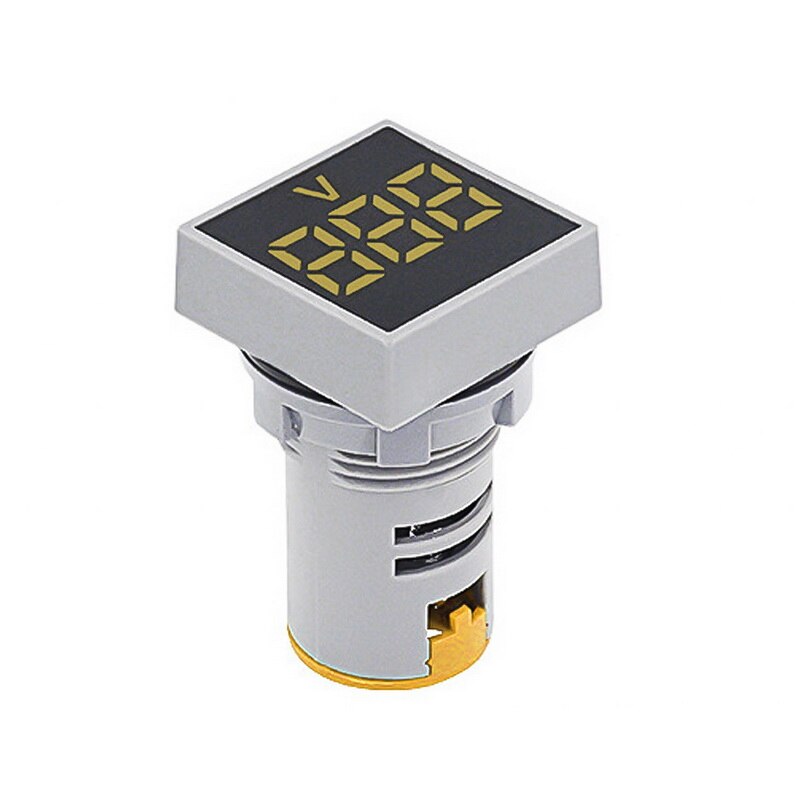 22mm kvadrat  ac 12-500v volt spændingstester meter monitor strøm led indikatorlampe lys display diy mini digital voltmeter: 3