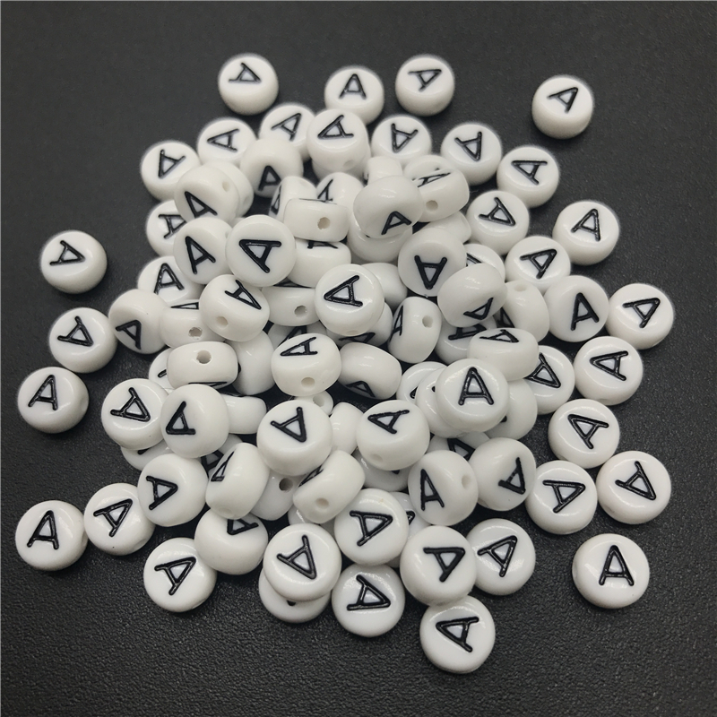 100 Pcs 7 Mm Brief Een Acryl Spaced Kralen Letter Kralen Ovale Alfabet Kralen Voor Sieraden Maken Diy Armband Ketting