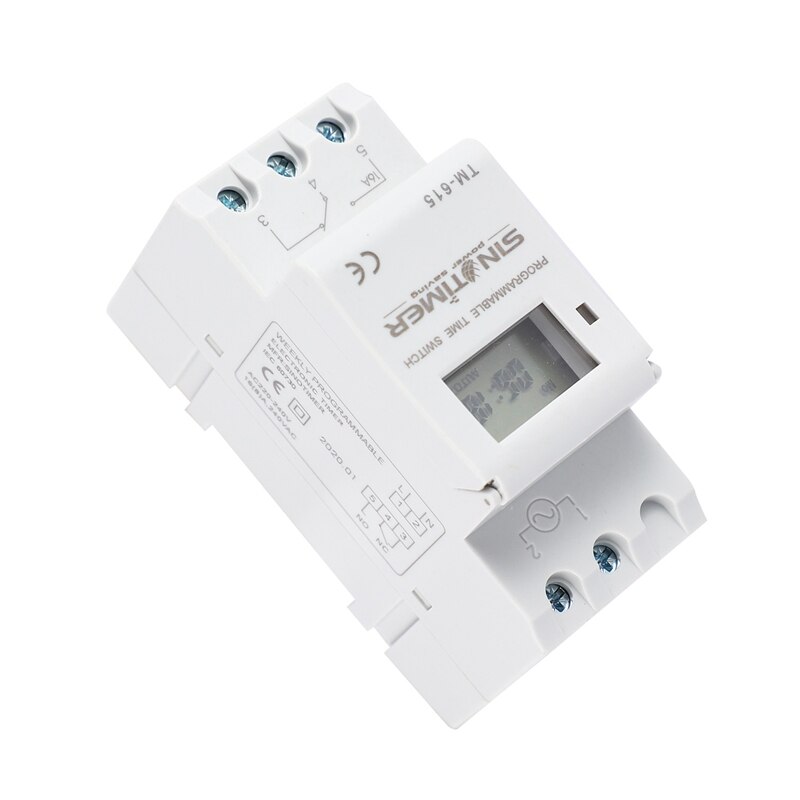 Sinotimer Tm-615H-30A electrónico semanal 7 días interruptor de tiempo programable Digital relé temporizador Control Ac 30A Din Rail Mount