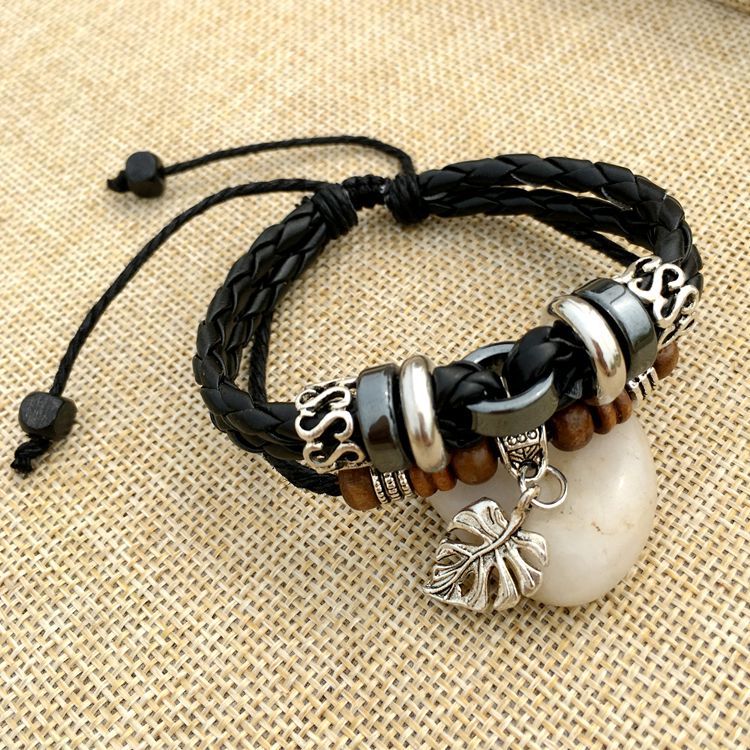 Vintage meerlagige kruisklinknagel geweven leren bedelarmband unieke handgemaakte verstelbare armbanden voor heren sieraden: 5