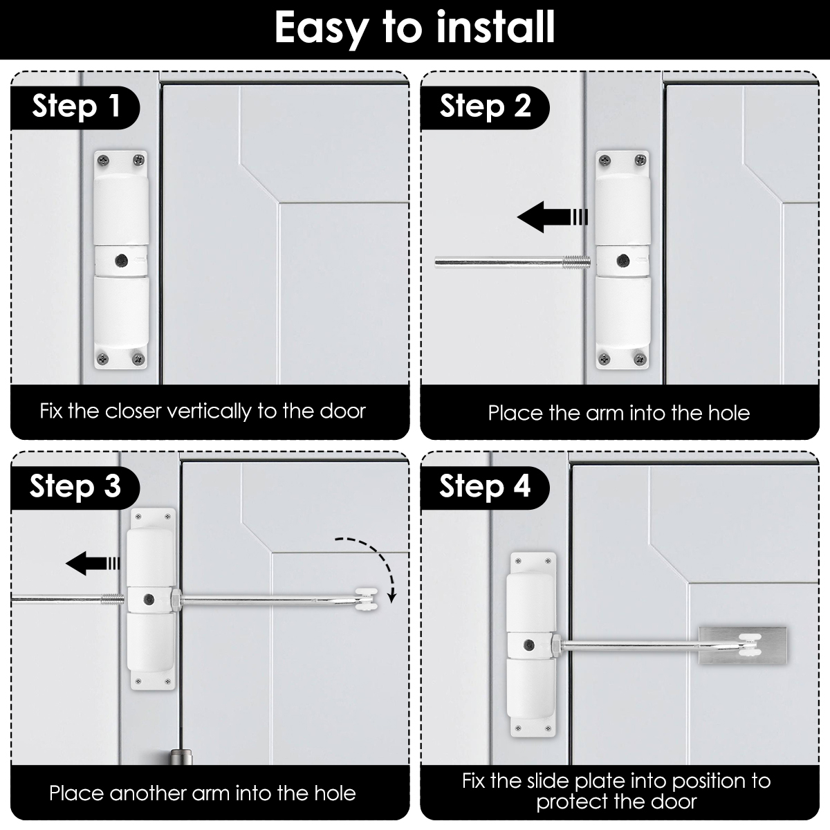 Automatisk dørlukker metal sikkerhedsfjeder dørlukker fjeder justerbar lukker holdbar konverter hængslet dør til selvlukkende dør
