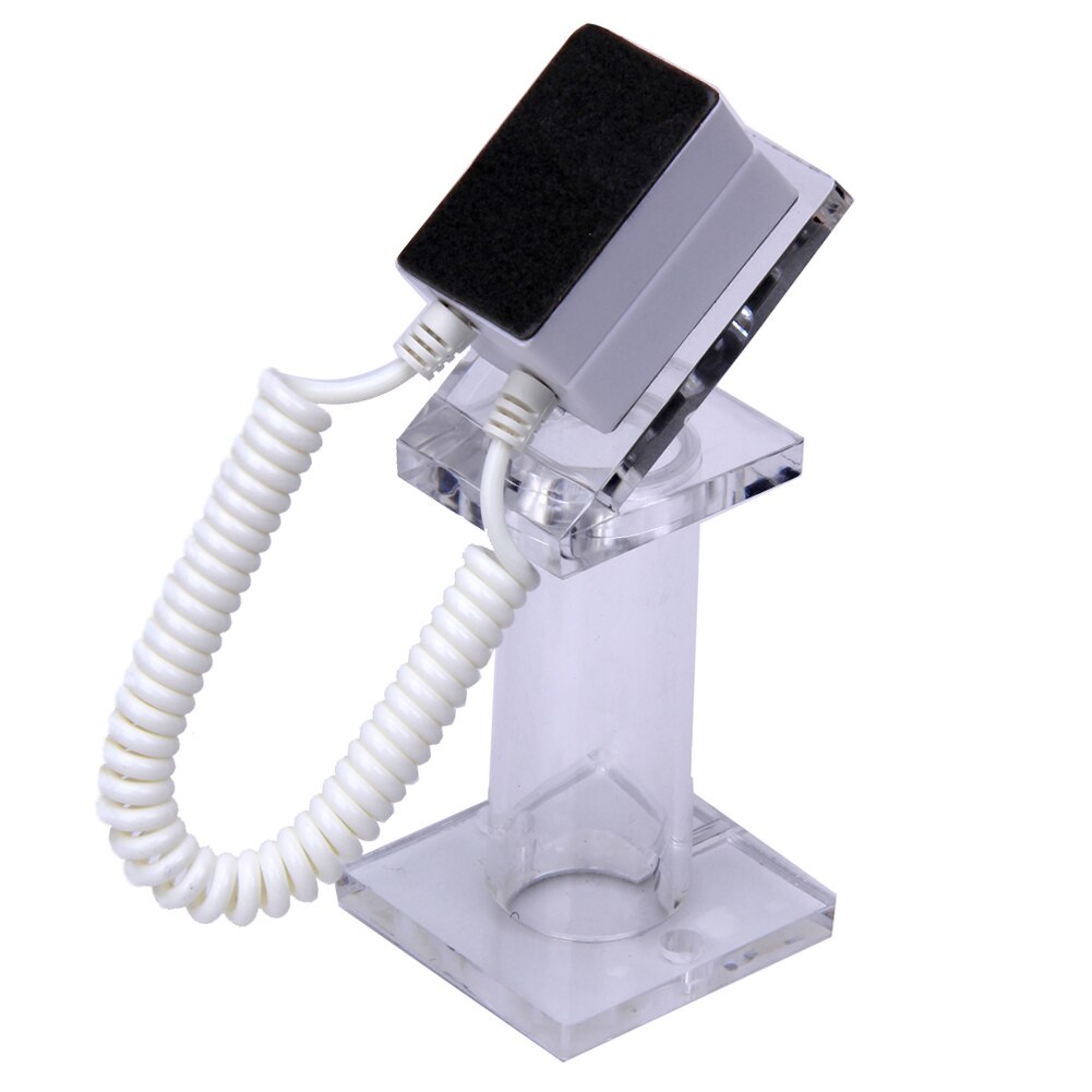 Oval-shaped Transparent Anti-theft Security Mobile Phone Cellphone Display Stand Holder with Spring Cable Wire