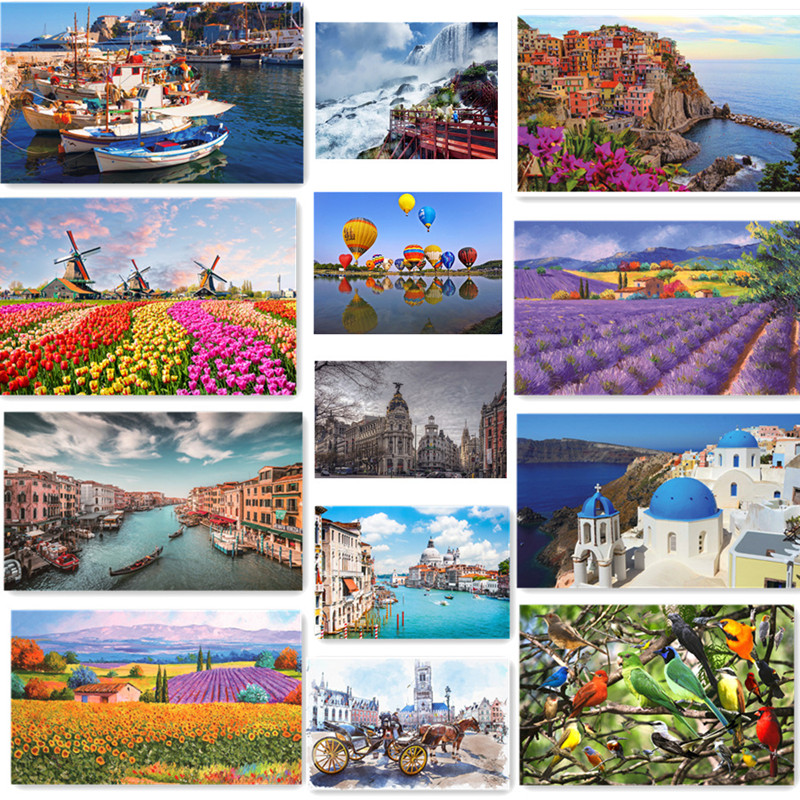 500 pièces Puzzle diverses paysages assemblage photo adultes Anti-Stress Puzzles jouets pour enfants jeux de noël